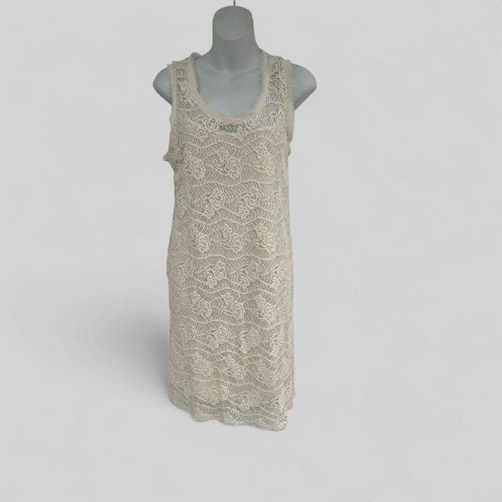 Cream Lace Sleeveless Dress in size Large Beach Wedding Vibe